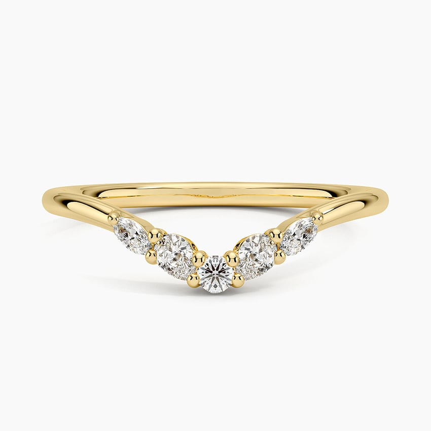 0.06CTW Round & Pear Cut Lab Grown Diamond Chevron Wedding Band