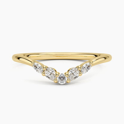 0.06CTW Round & Pear Cut Lab Grown Diamond Chevron Wedding Band