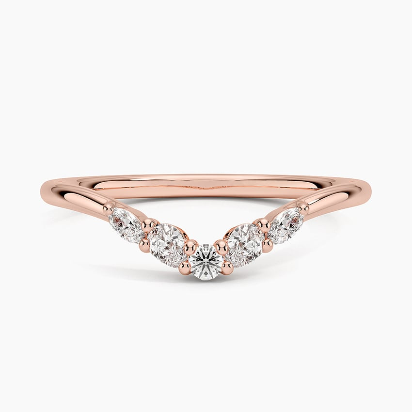 0.06CTW Round & Pear Cut Lab Grown Diamond Chevron Wedding Band