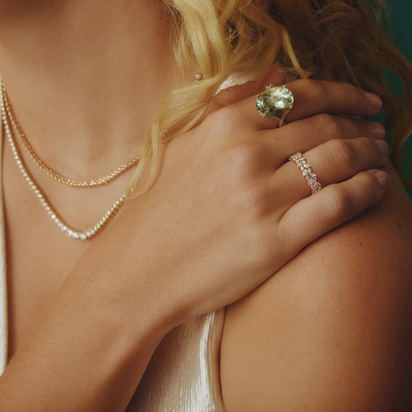 Marquise and Round Lab Grown Diamond Sterling Wedding Band