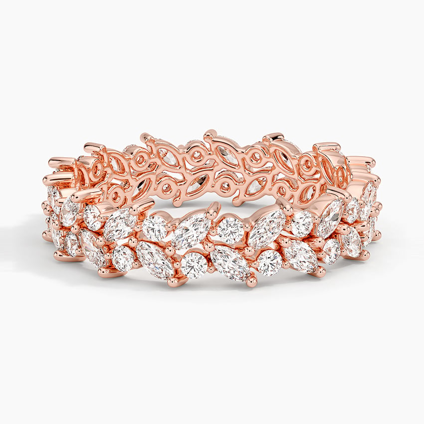 Marquise and Round Lab Grown Diamond Sterling Wedding Band