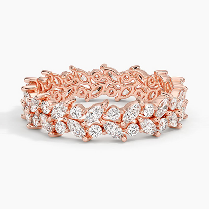 Marquise and Round Lab Grown Diamond Sterling Wedding Band