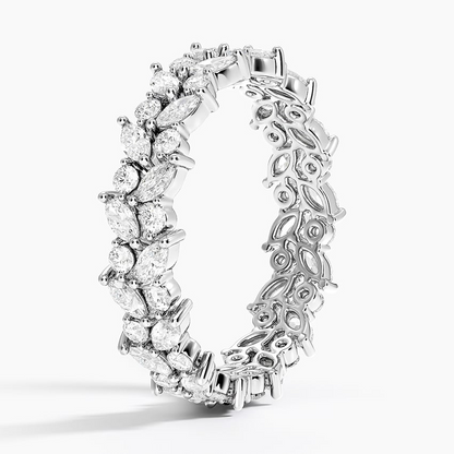 Marquise and Round Lab Grown Diamond Sterling Wedding Band