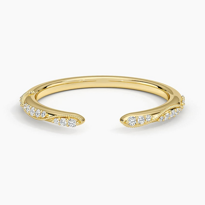 0.09 CTW Milgrain Lab Grown Diamond Open Wedding Band in 18K Gold