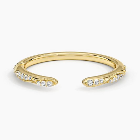 0.09 CTW Milgrain Lab Grown Diamond Open Wedding Band in 18K Gold