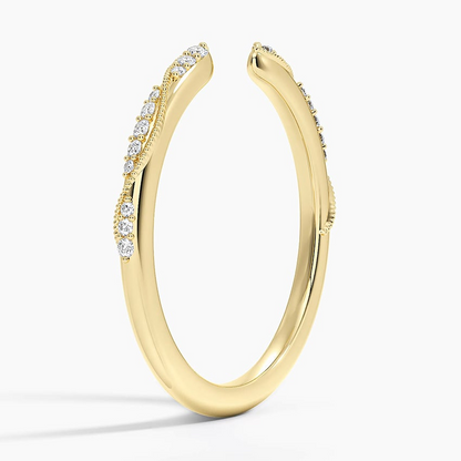 0.09 CTW Milgrain Lab Grown Diamond Open Wedding Band in 18K Gold