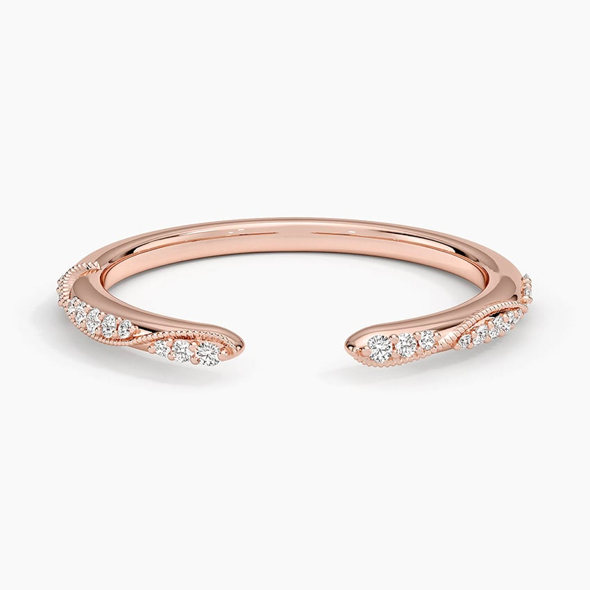 0.09 CTW Milgrain Lab Grown Diamond Open Wedding Band in 18K Gold