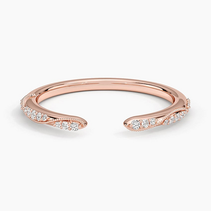 0.09 CTW Milgrain Lab Grown Diamond Open Wedding Band in 18K Gold