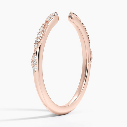 0.09 CTW Milgrain Lab Grown Diamond Open Wedding Band in 18K Gold