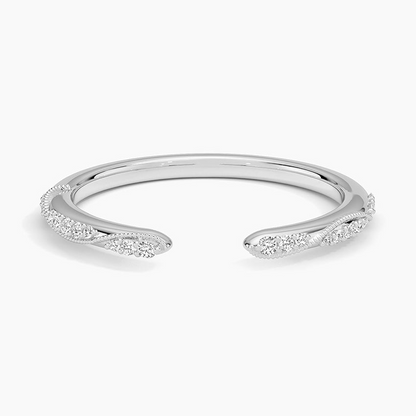 0.09 CTW Milgrain Lab Grown Diamond Open Wedding Band in 18K Gold