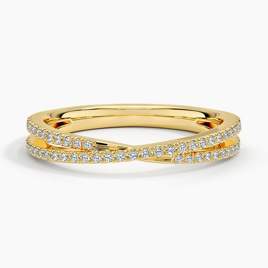 0.16 CTW Twisted Rope Style 18k Gold Lab Grown Diamond Bands Women