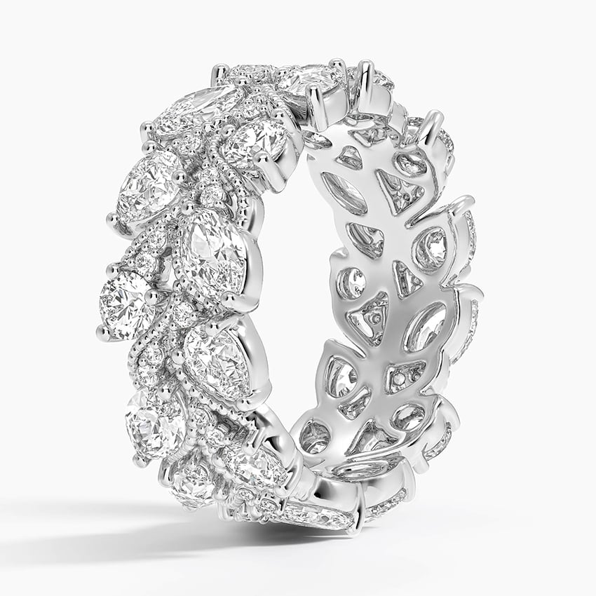 Marquise and Round Lab Grown Diamond 18k Yellow Gold Wedding Bands