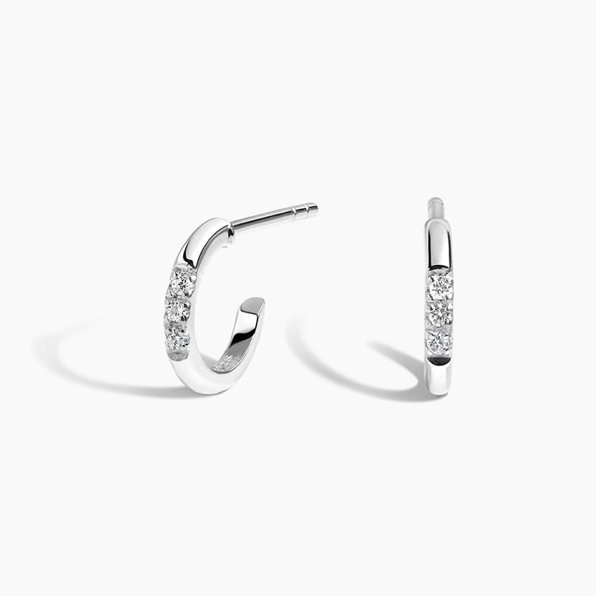 0.04 CT Lab Grown Diamond Huggie Earrings