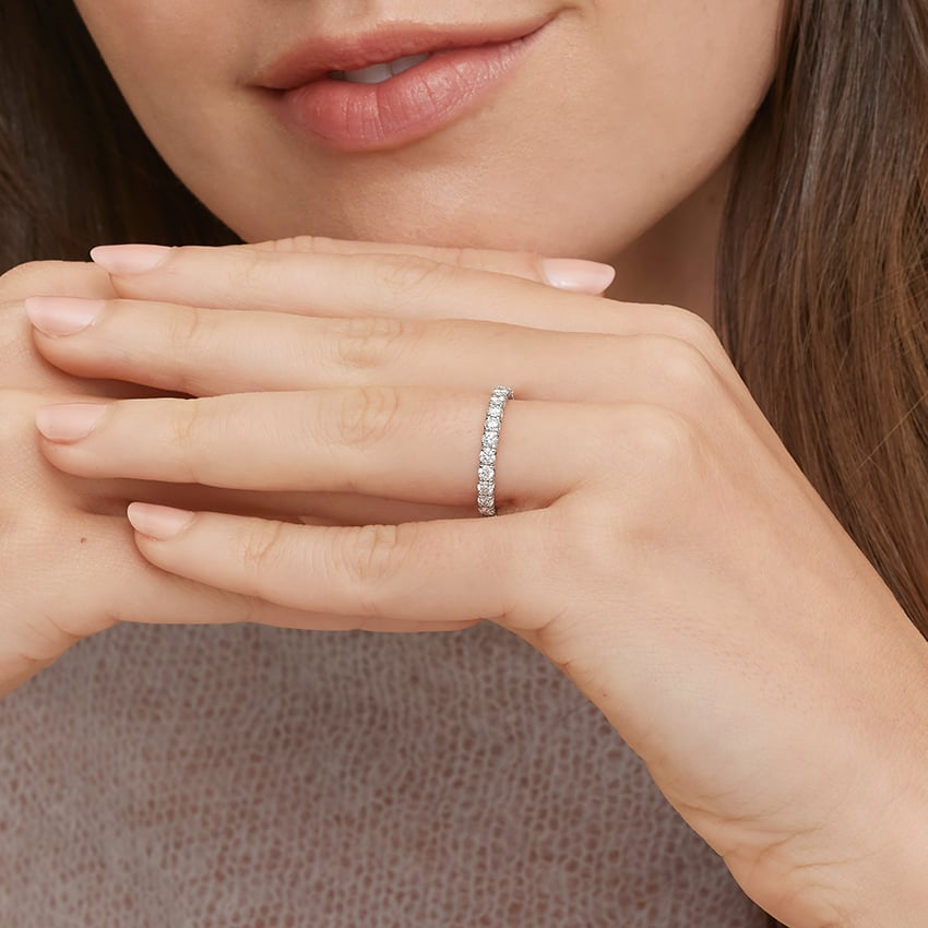 0.99 CTW Round Lab Grown Diamond 14k Solid Gold Women Wedding Band