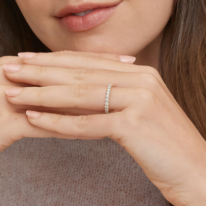 0.99 CTW Round Lab Grown Diamond 14k Solid Gold Women Wedding Band