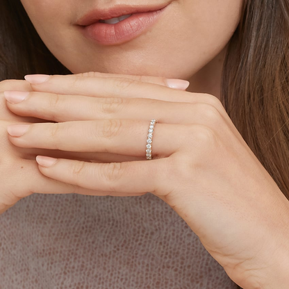 0.99 CTW Round Lab Grown Diamond 14k Solid Gold Women Wedding Band