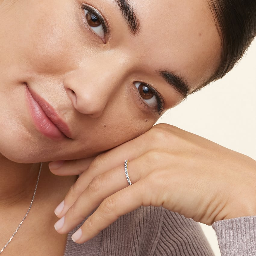 0.13CTW Round Lab Grown Diamond Simple Wedding Band