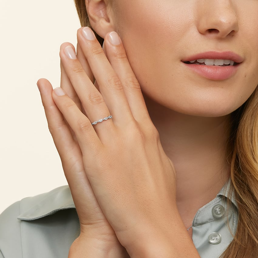 0.42 CTW Marquise Cut Lab Grown Diamond Half Eternity Band