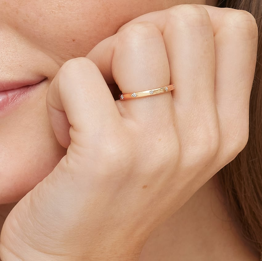 0.05CTW Lab Grown Diamond Simple Stackable Wedding Band