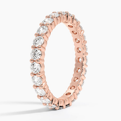 Round Lab Grown Diamond 18k Solid Gold Stack Wedding Band