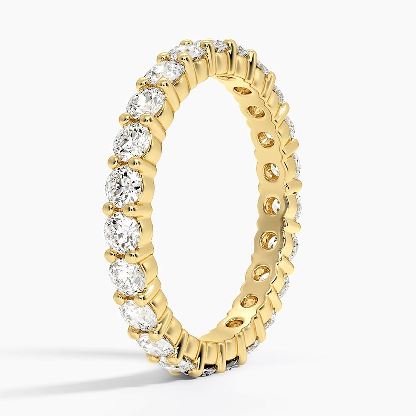 Round Lab Grown Diamond 18k Solid Gold Stack Wedding Band