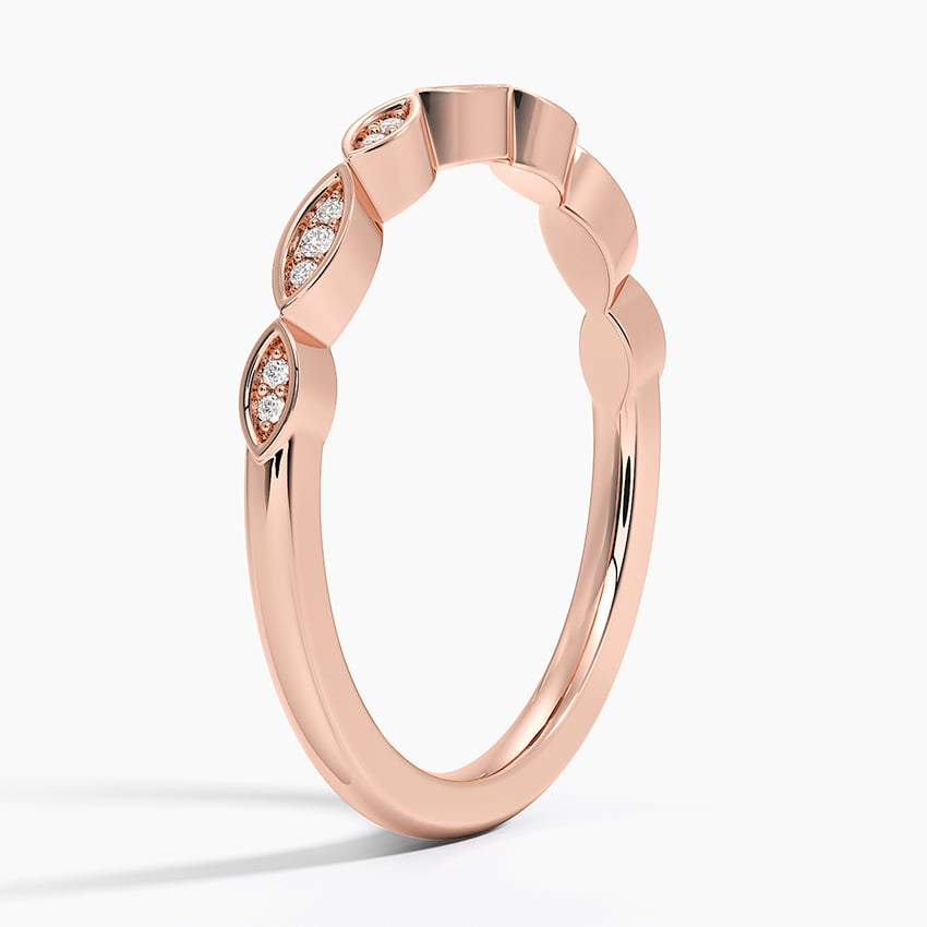 0.05 CTW Petal Milgrain Lab Grown Diamond Half Eternity Bands