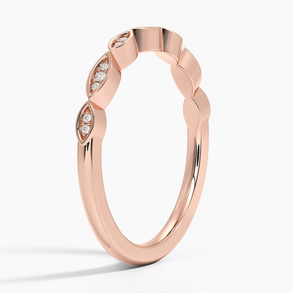 0.05 CTW Petal Milgrain Lab Grown Diamond Half Eternity Bands