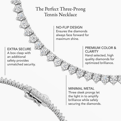10 CTW 16 in. Perfect Three-Prong Diamond Tennis Necklace