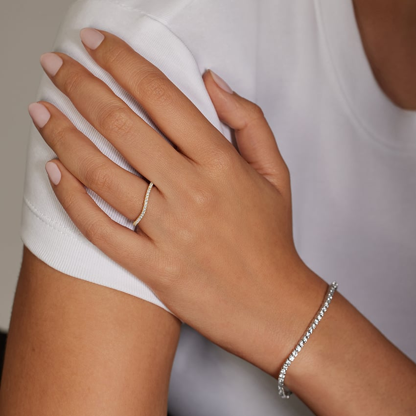 0.17 CTW Curved Ballad 10k Yellow Gold Lab Grown Diamond Band