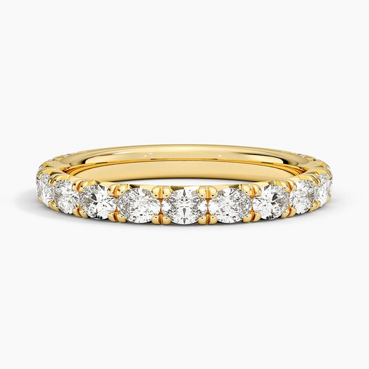 Yellow Gold 0.81CTW Oval Lab Grown Diamond Wedding Band
