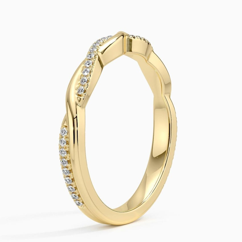 0.12CTW Twisted Vine Lab Grown Diamond 18k Solid Gold Wedding Band