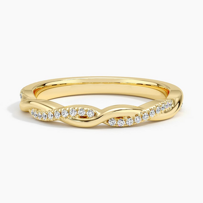0.12CTW Twisted Vine Lab Grown Diamond 18k Solid Gold Wedding Band