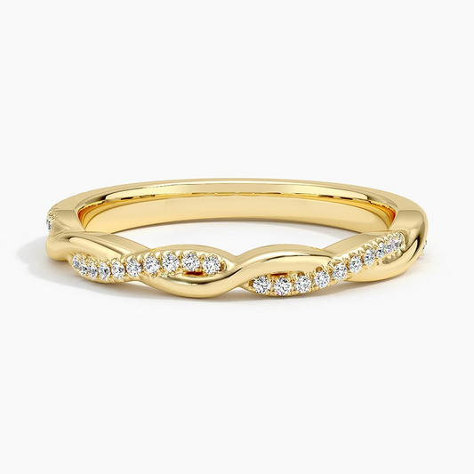 0.12CTW Twisted Vine Lab Grown Diamond 18k Solid Gold Wedding Band