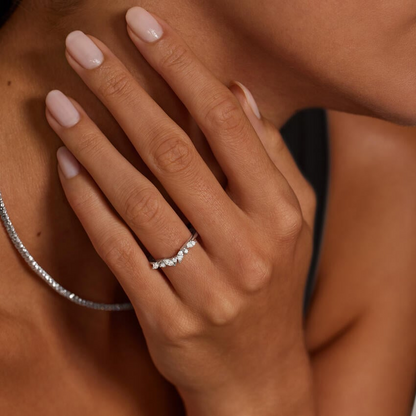 0.24CTW Lab Grown Diamond Cheveron Wedding Band