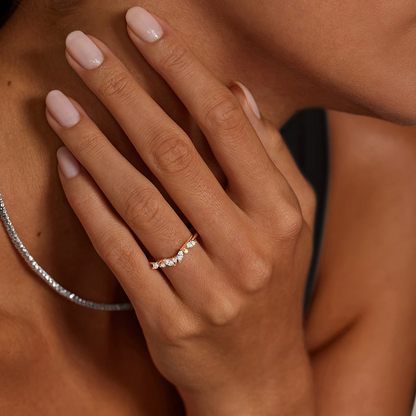 0.24CTW Lab Grown Diamond Cheveron Wedding Band