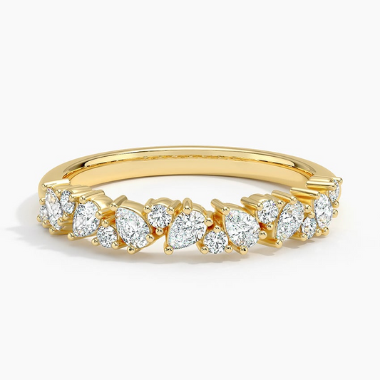 Half Coverage Lab Grown Diamond Band in 18K Yellow Gold