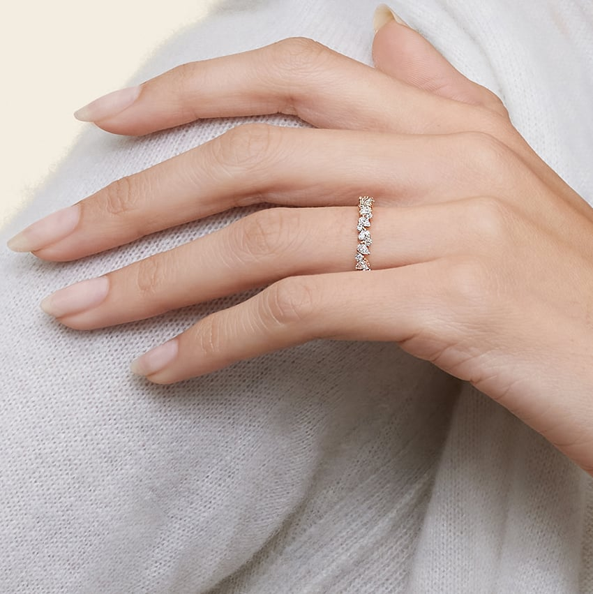 Half Coverage Lab Grown Diamond Band in 18K Yellow Gold