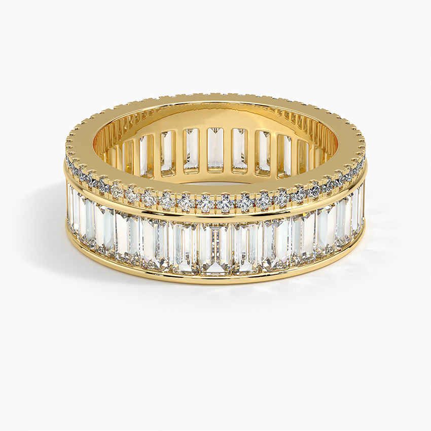 18k Yellow Gold Cluster Lab Grown Diamond Wedding Band