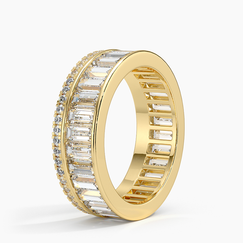 18k Yellow Gold Cluster Lab Grown Diamond Wedding Band