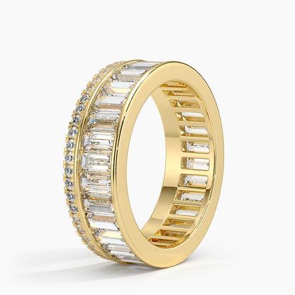 18k Yellow Gold Cluster Lab Grown Diamond Wedding Band