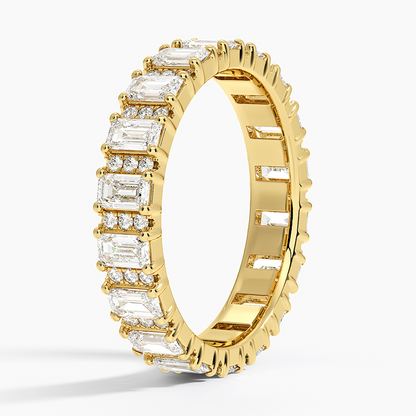 1.84CTW Emerald & Round Lab Grown Diamond Wedding Band