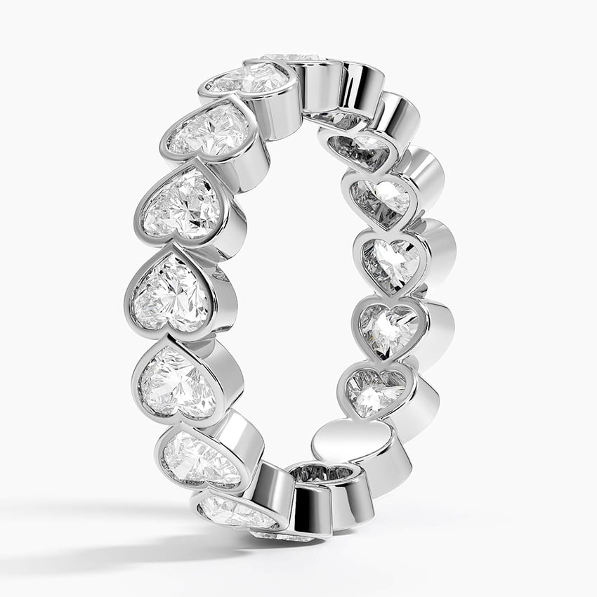 Heart Shaped 18K Lab Grown Diamond Bezel Wedding Band
