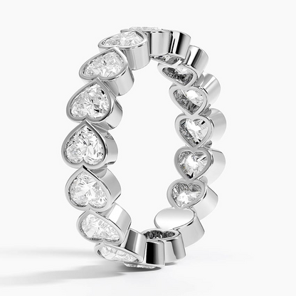 Heart Shaped 18K Lab Grown Diamond Bezel Wedding Band