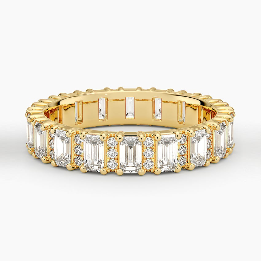 1.84CTW Emerald & Round Lab Grown Diamond Wedding Band