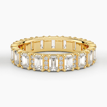 1.84CTW Emerald & Round Lab Grown Diamond Wedding Band