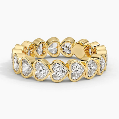 Heart Shaped 18K Lab Grown Diamond Bezel Wedding Band