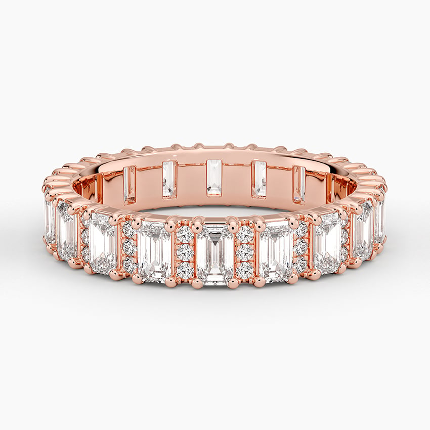 1.84CTW Emerald & Round Lab Grown Diamond Wedding Band