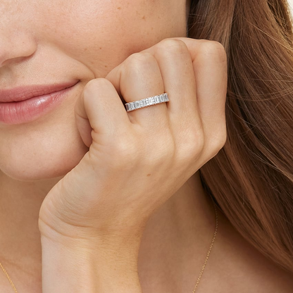 1.84CTW Emerald & Round Lab Grown Diamond Wedding Band