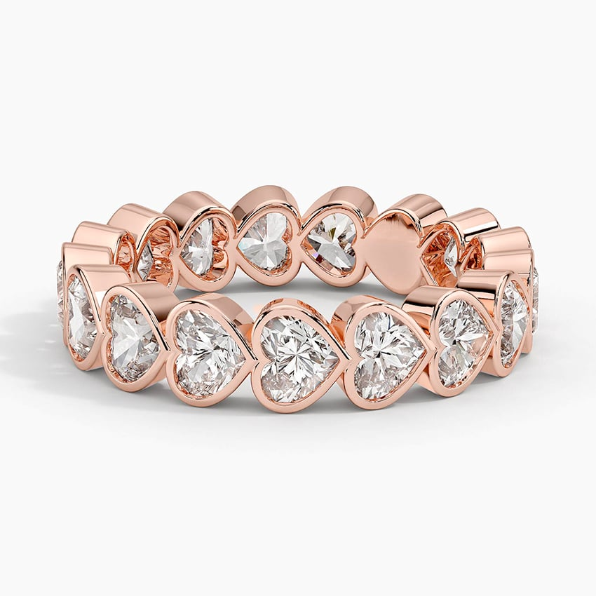 Heart Shaped 18K Lab Grown Diamond Bezel Wedding Band