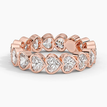 Heart Shaped 18K Lab Grown Diamond Bezel Wedding Band